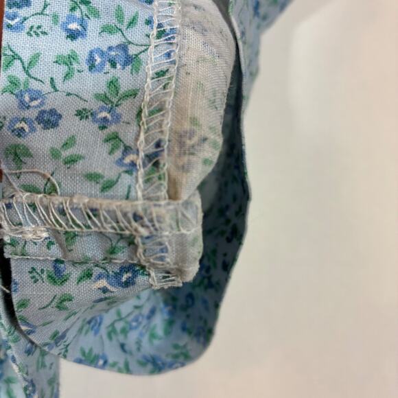 Blue Floral Dress Microprint Maxi Cotton Vintage Handmade Cottagecore Western M - Picture 12 of 13